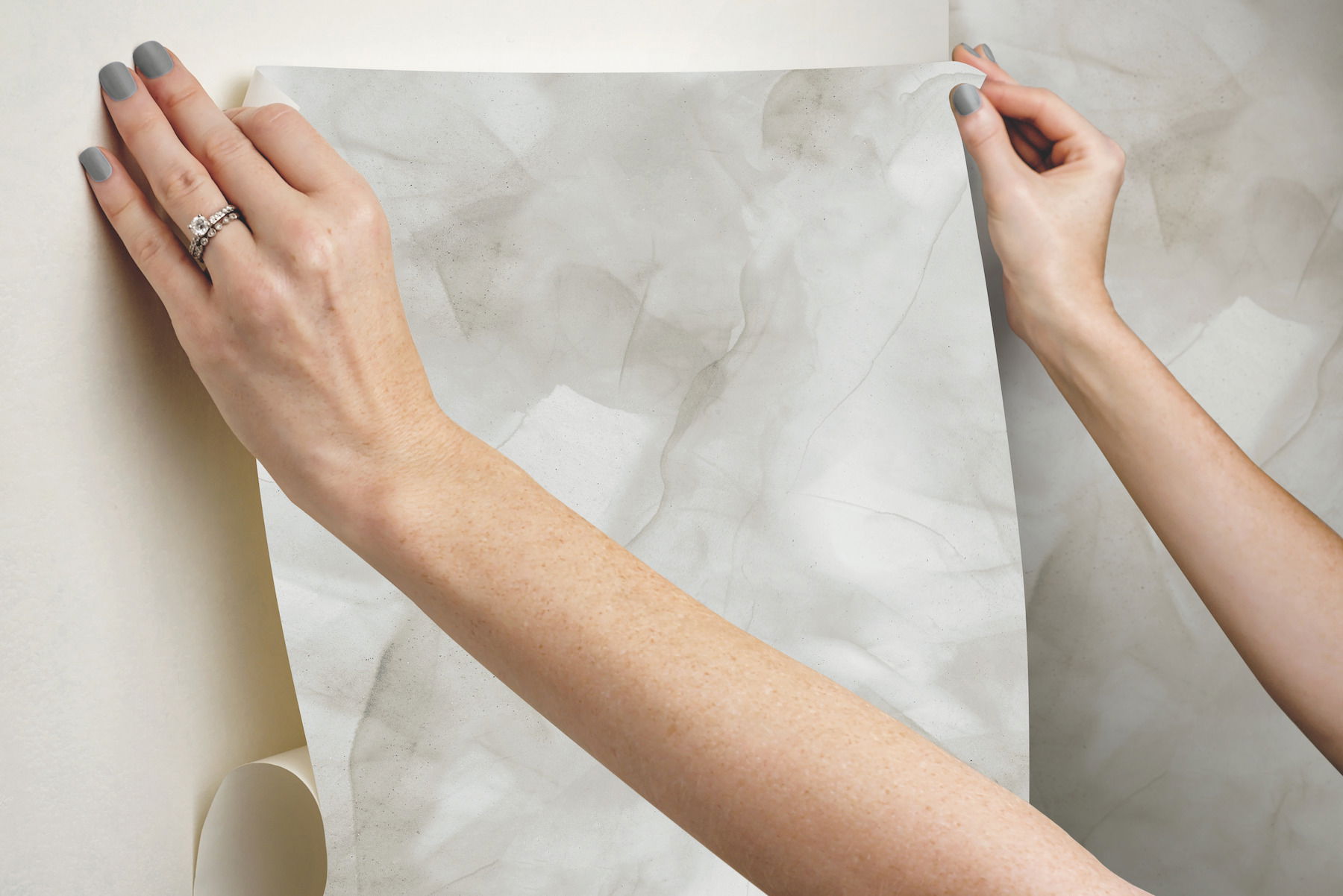Watercolor Silks Neutral Peel & Stick Wallpaper large image 