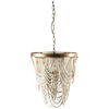 Pendra (26'x23') Gold Metal Whitewashed Wooden Bead Three Bulb Chandelier thumbnail 0