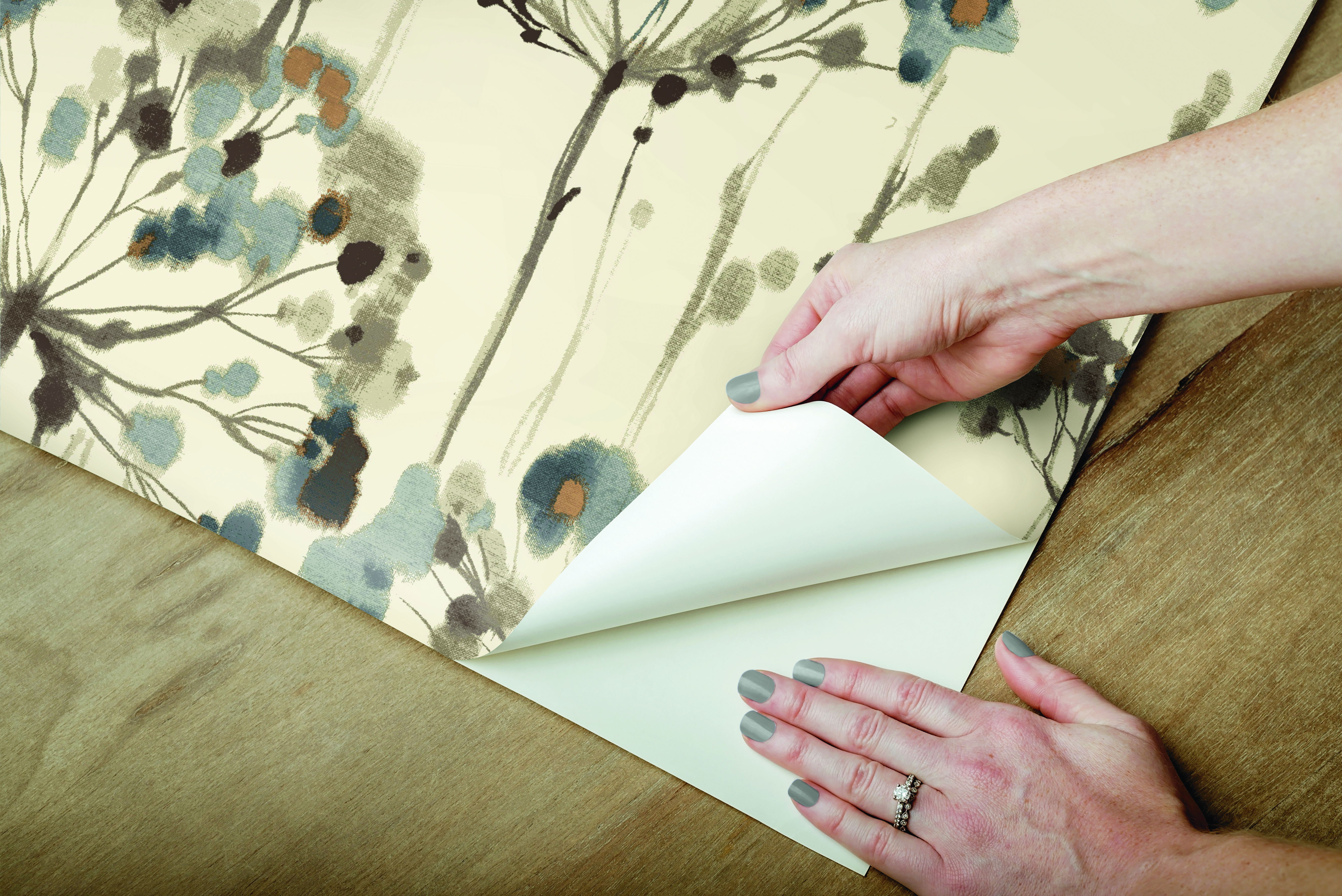 Flourish Teal Peel & Stick Wallpaper large image 