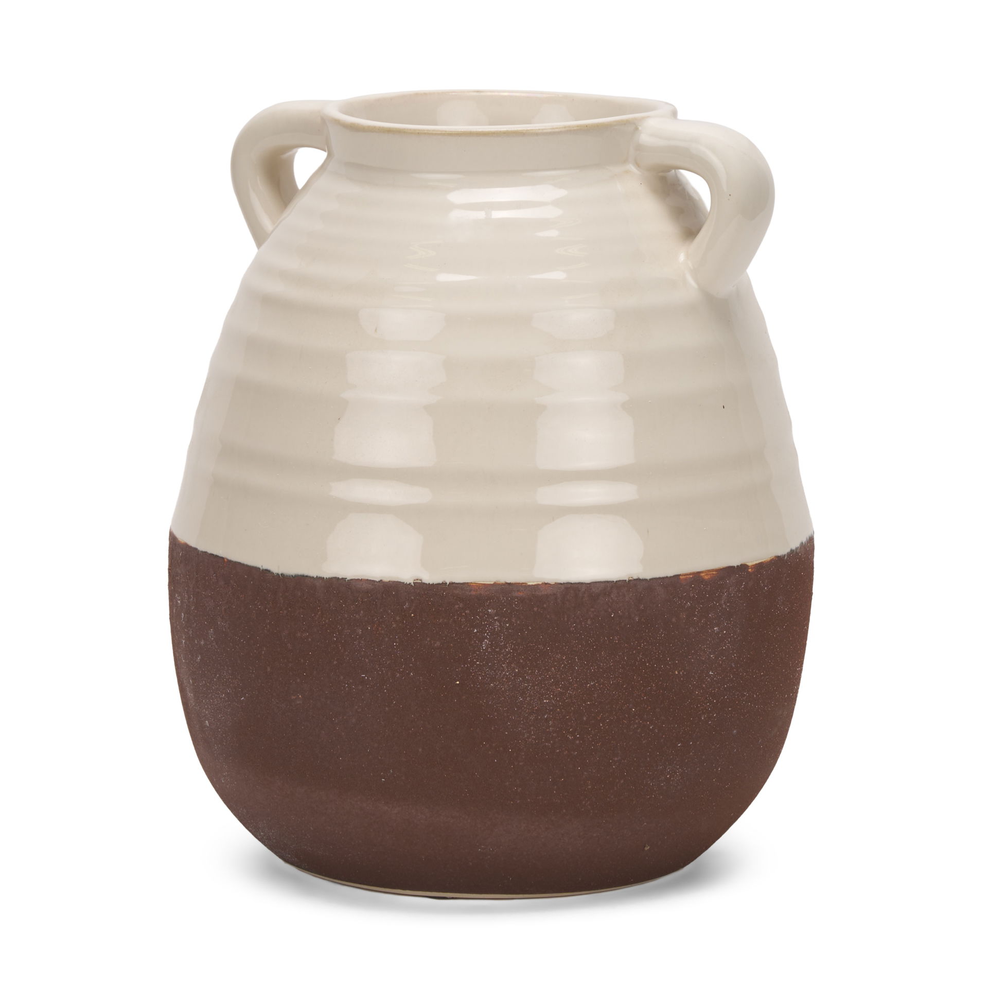 Tryna Large Beige with Matte Brown Ceramic Vase large image 
