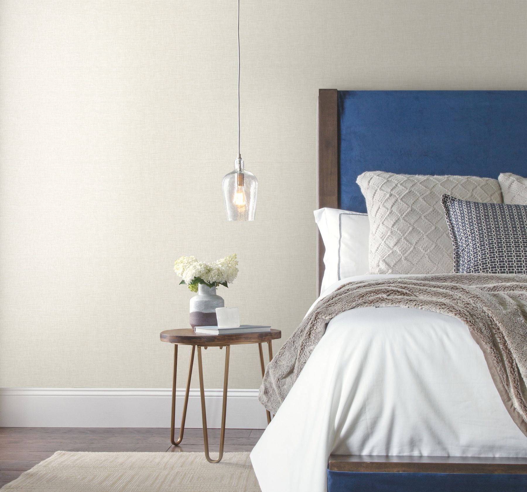 Hessian Weave White Wallpaper large image 