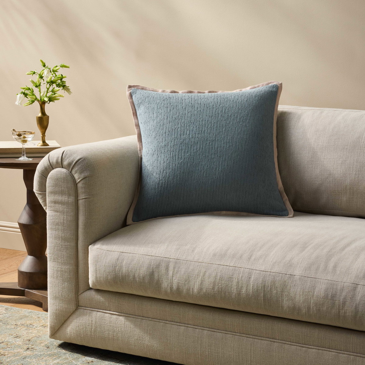 Loloi Blue Pillow, Decorative Pillow, 22" length x 22" width View 2