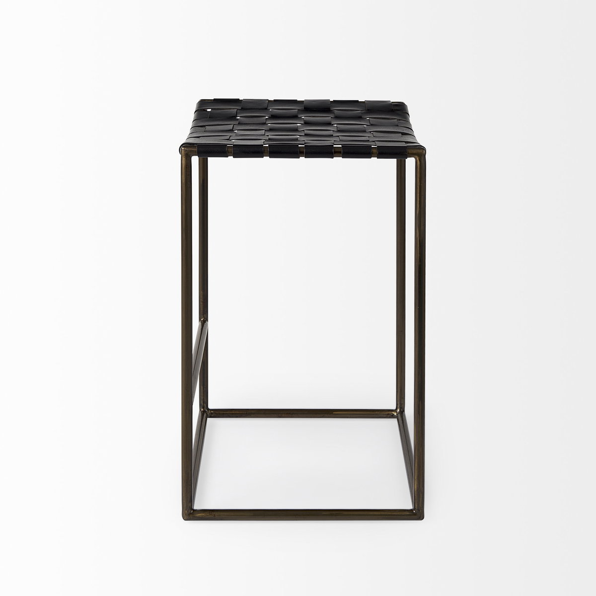 Clarissa Backless 26.25in Seat Counter Stool | Black Leather with Metal, Counter & Bar Stool by Mercana, 18" length x 16" width x 26" height View 4