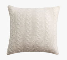 Online Designer Hallway/Entry Evette Cable Knit Pillow, 20", Ivory