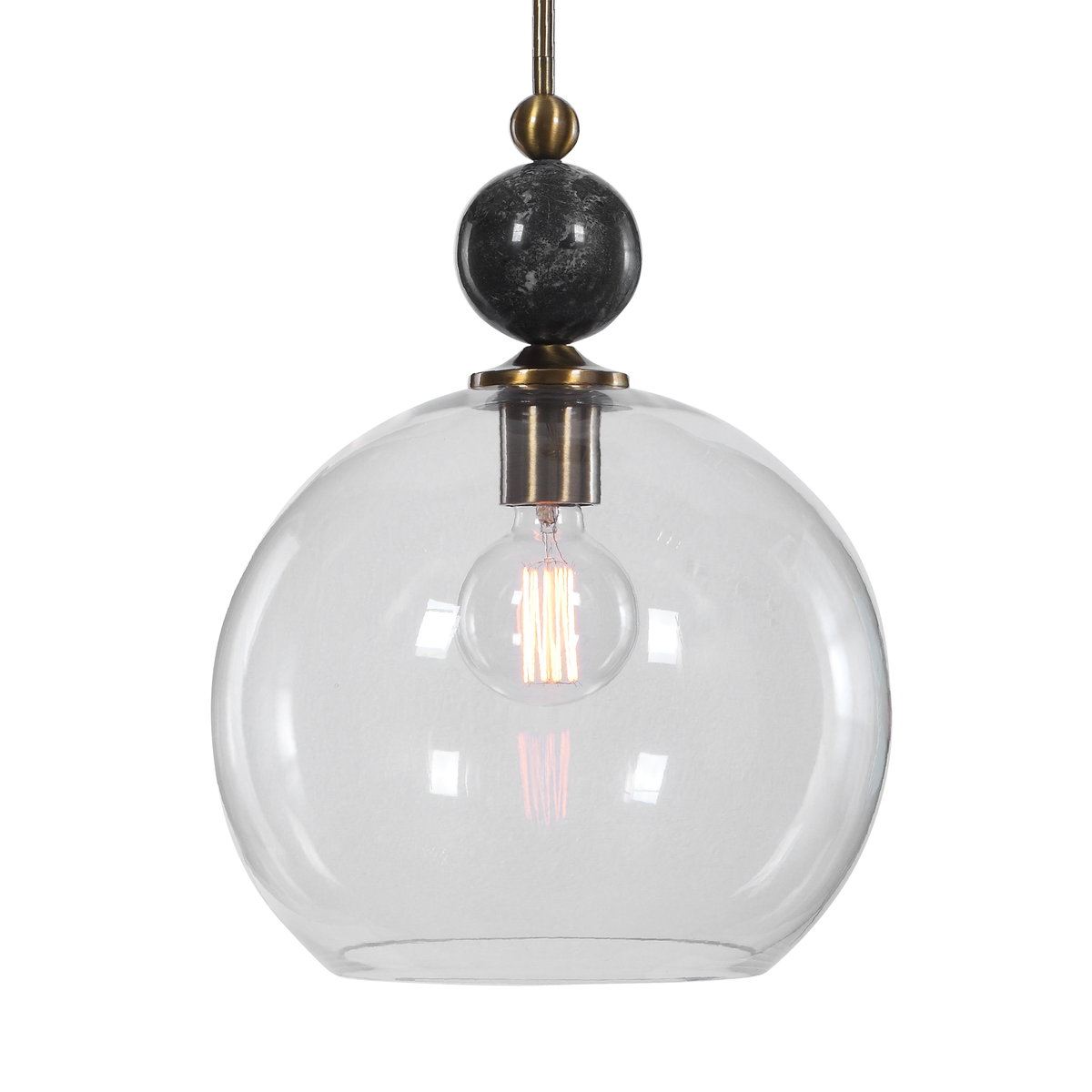 Mendota 1 Light Glass Pendant, by Uttermost, 13.75" width x 19" height x 13.75" diameter x 13.75" depth View 1