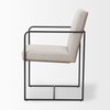 Stamford Beige Upholstered Seat with Wood Back, Black Metal Frame Dining Chair with Arms, by Mercana, 25" length x 20.5" width x 36" height thumbnail 5
