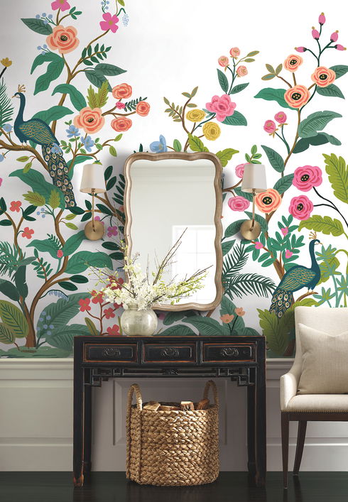Peacock White Wall Mural