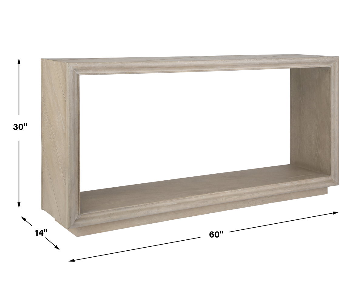 Prism Light Oak Console Table, by Uttermost, 60" width x 30" height x 14" depth View 3