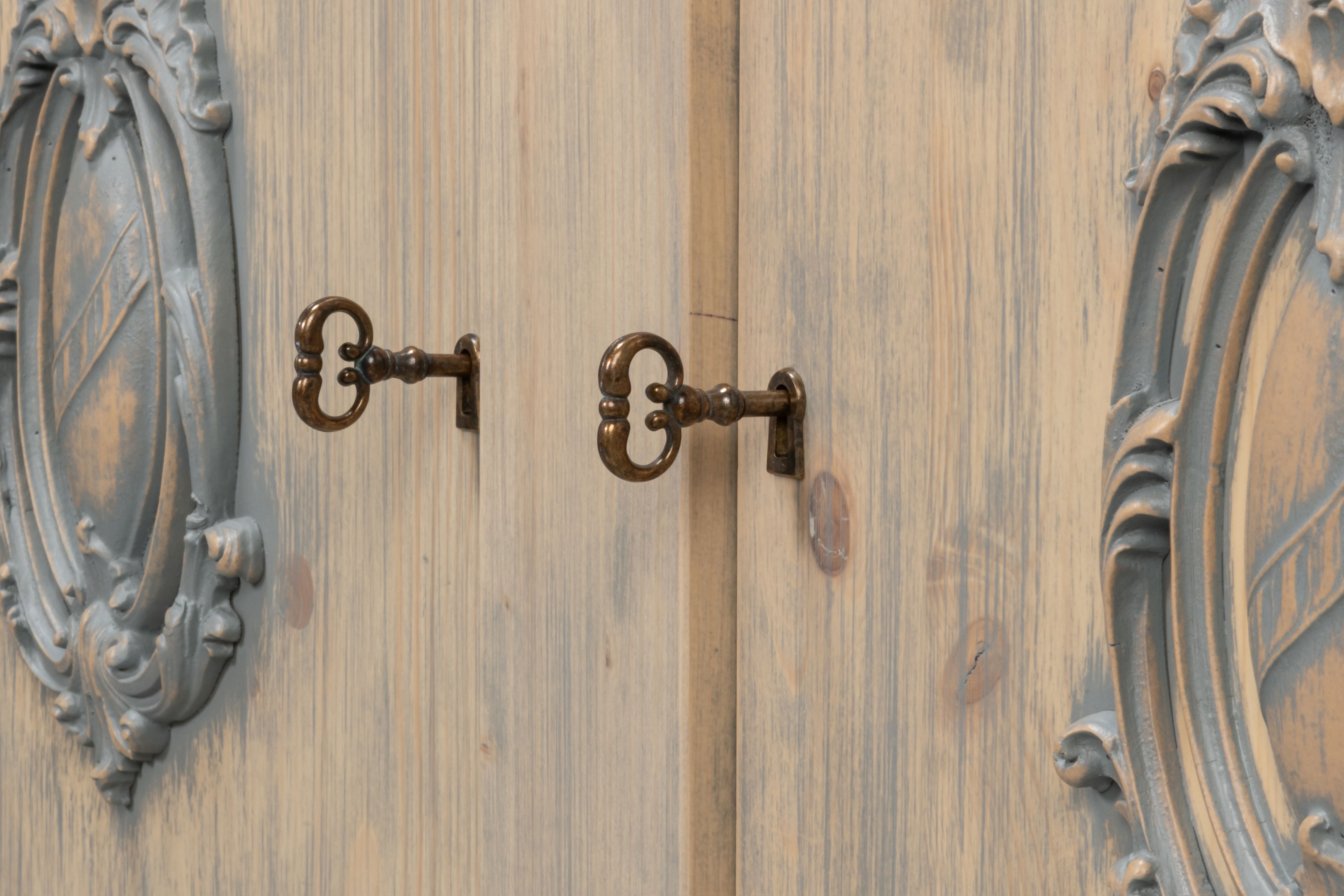 Crested Wall Cabinet,Carmine Legno Tran, Cabinets & Sideboard by Sarreid, 96" length x 18" width x 39" height View 5