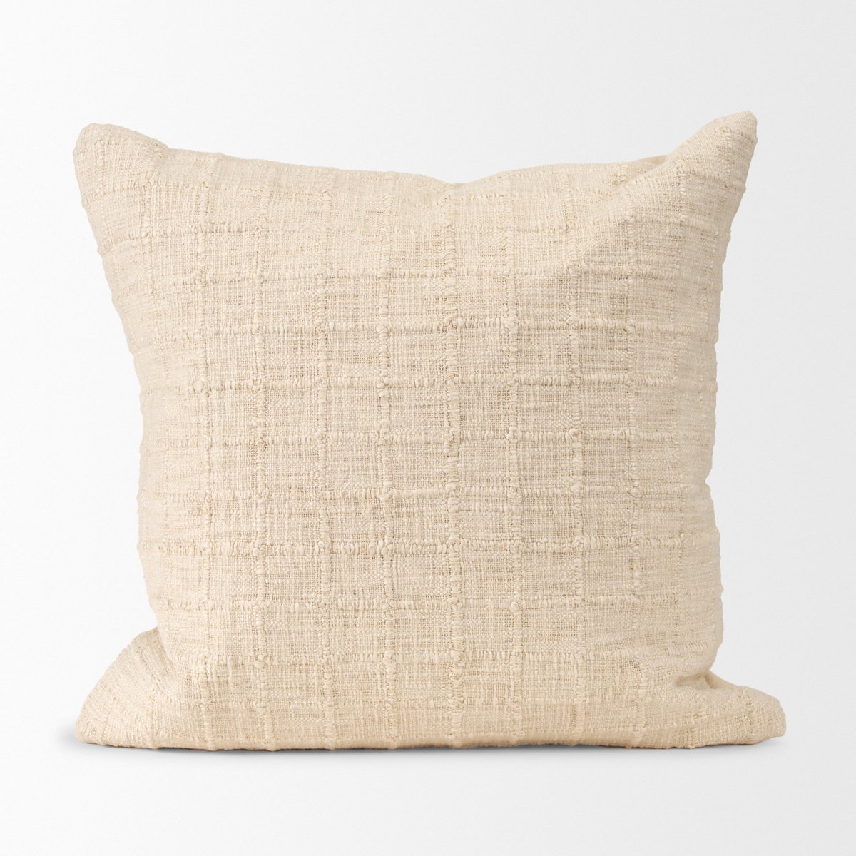 Jacory 22x22 Cream Checker Textured Decorative Square Pillow Cover, Decorative Pillow by Mercana, 22" length x 0.5" width x 22" height View 6