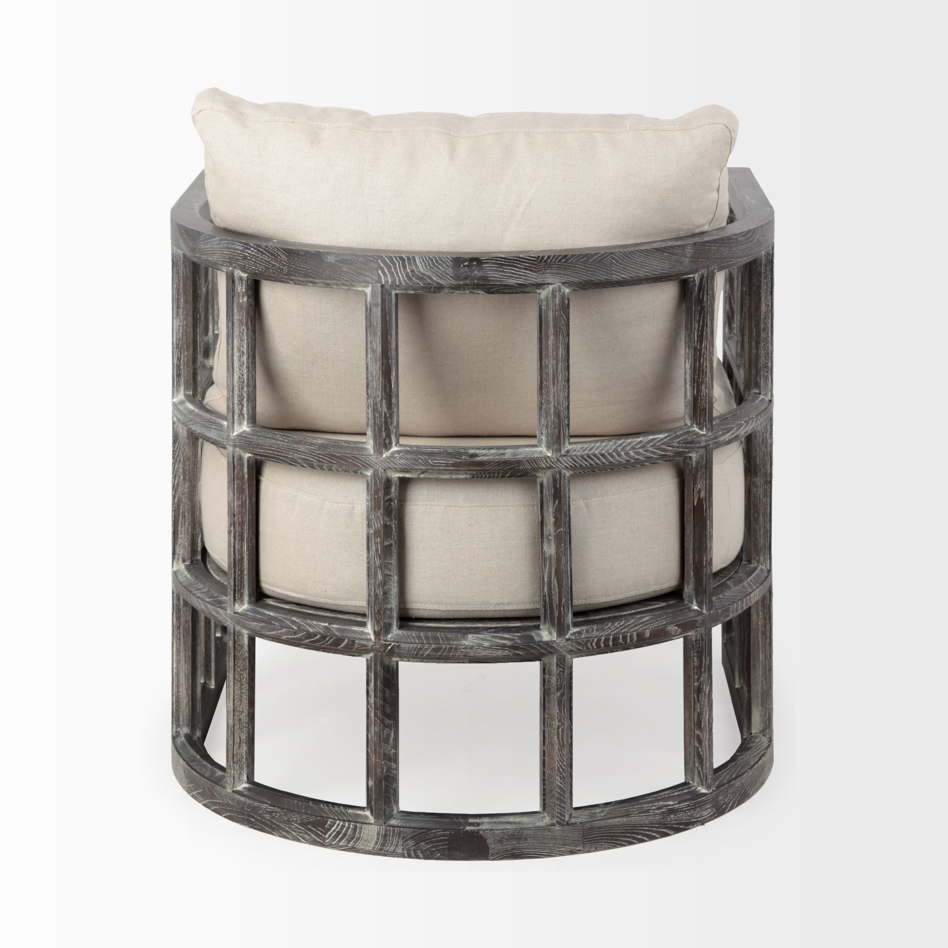 Skylar I Cream Fabric Covered Cushioned Demi-Lune Wooden Frame Accent Chair large image 