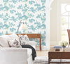 Lunaria Silhouette White & Aqua Wallpaper thumbnail 2