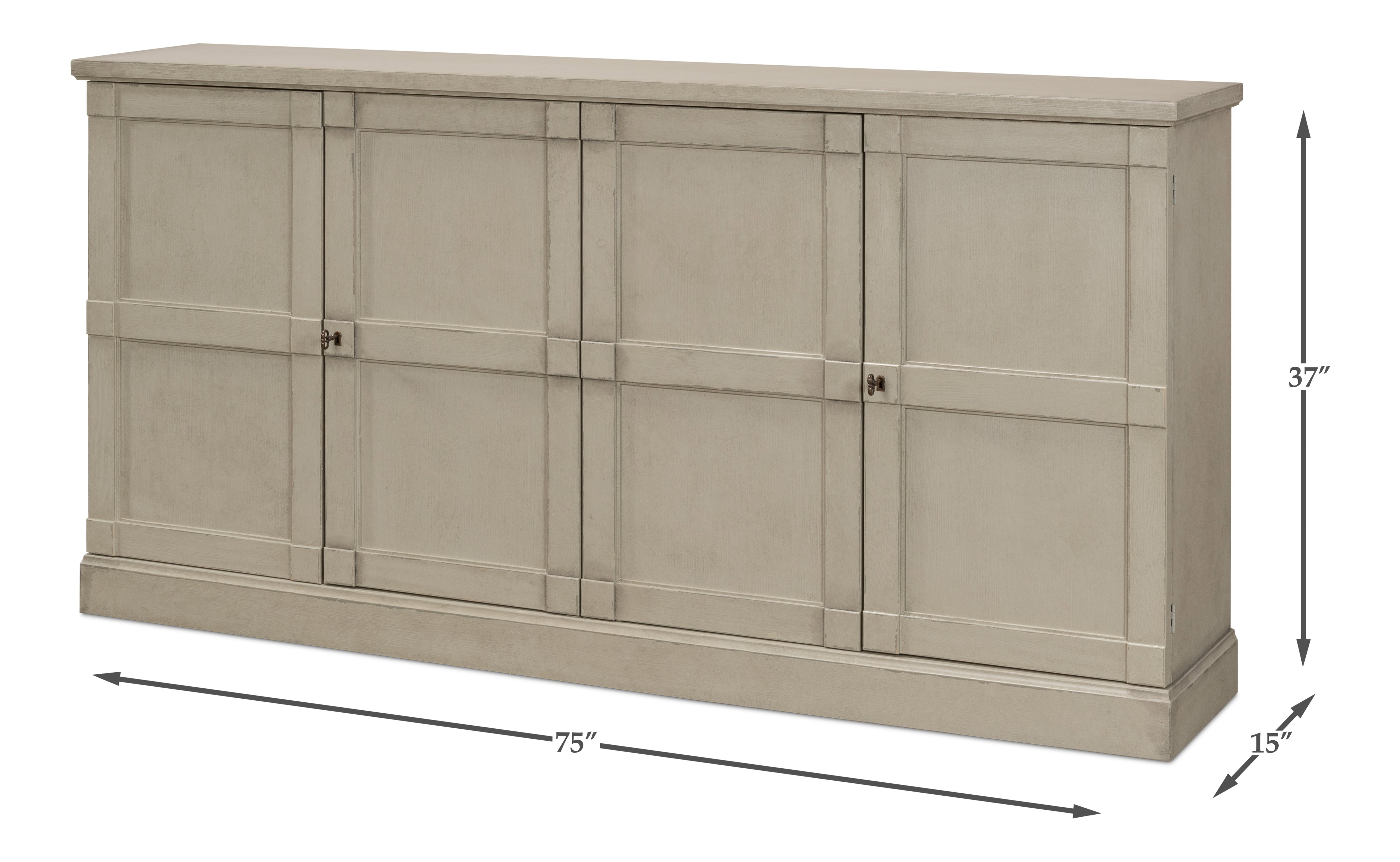 *Lionisio Buffet,75',Wash Gray,Wood Drs, Cabinets & Sideboard by Sarreid, 75" length x 15" width x 37" height View 13