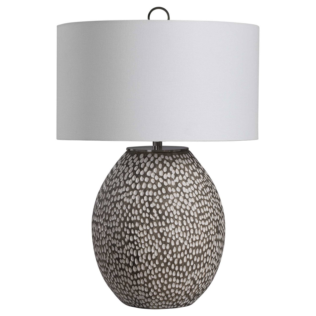 Cyprien Gray White Table Lamp, by Uttermost, 18" width x 28.25" height x 18" depth View 5