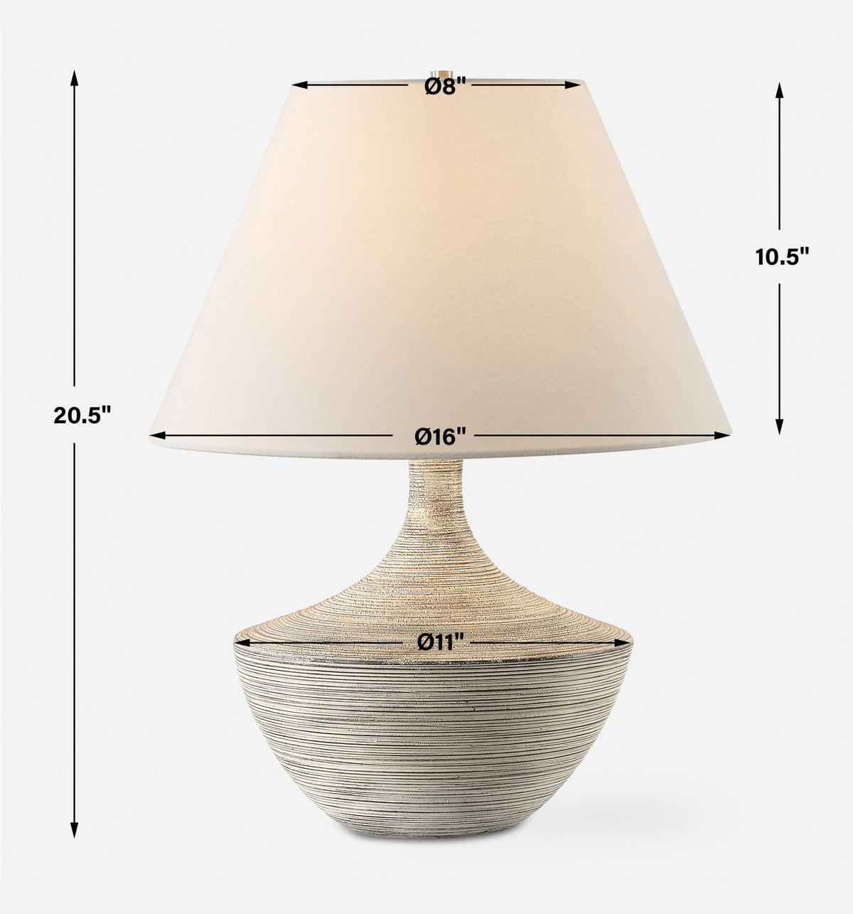 Carafe Ceramic Table Lamp, by Uttermost, 1'4" width x 1'8.5" height x 1'4" depth View 3