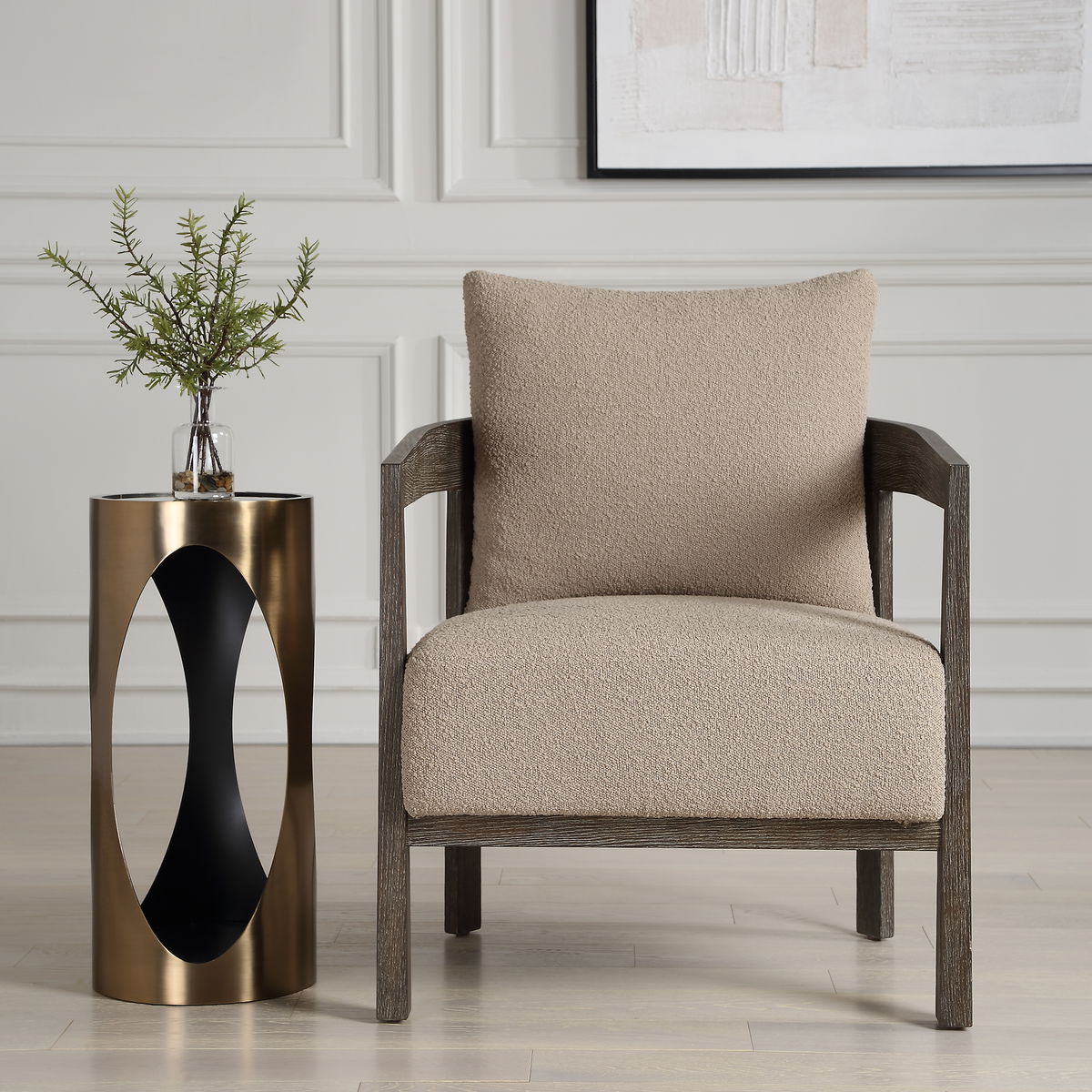 Sienna Sand Fabric Accent Chair, by Uttermost, 27" width x 28.5" height x 29" depth View 2