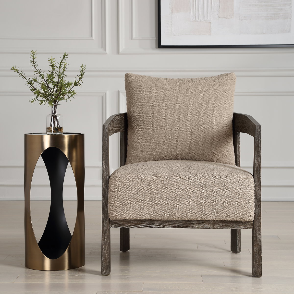 Sienna Sand Fabric Accent Chair, by Uttermost, 27" width x 28.5" height x 29" depth View 2