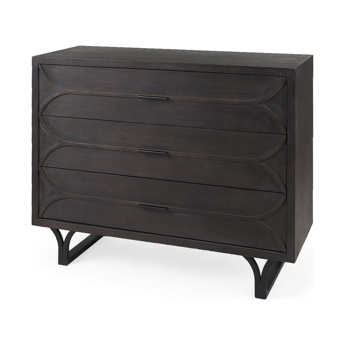Giselle I 40L x 16W Dark Brown Fir Veneer 3 Drawer Accent Cabinet, Cabinets & Chest by Mercana, 39.96" length x 15.94" width x 31.89" height View 1