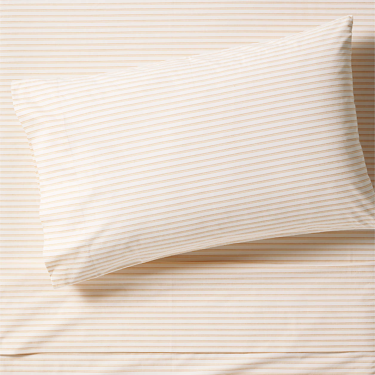 Online Designer Bedroom Stax Yellow Pajama Stripe Percale Organic Cotton Kids Twin Sheet Set