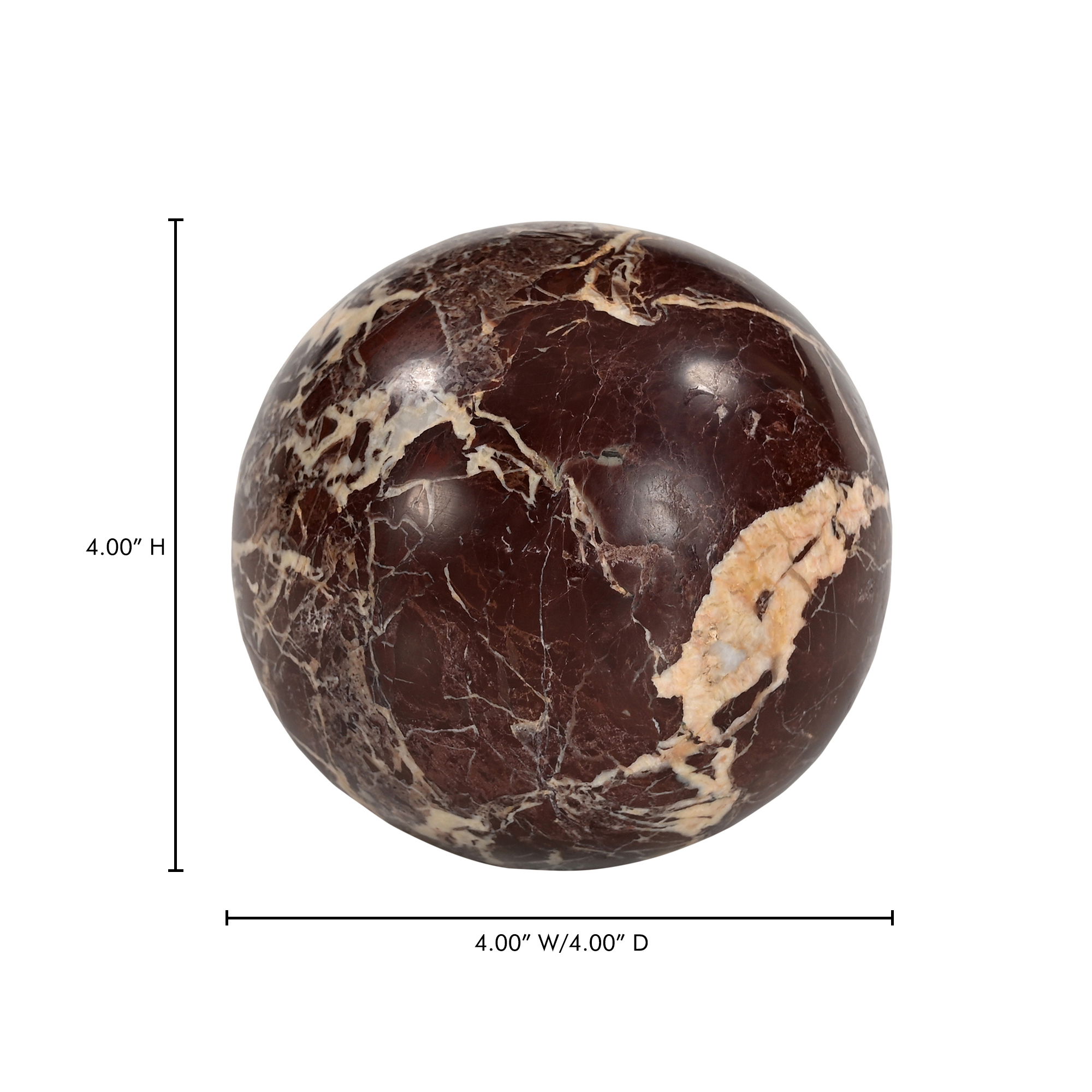Odessa Sphere Tabletop Accent Red Levanto Marble large image 
