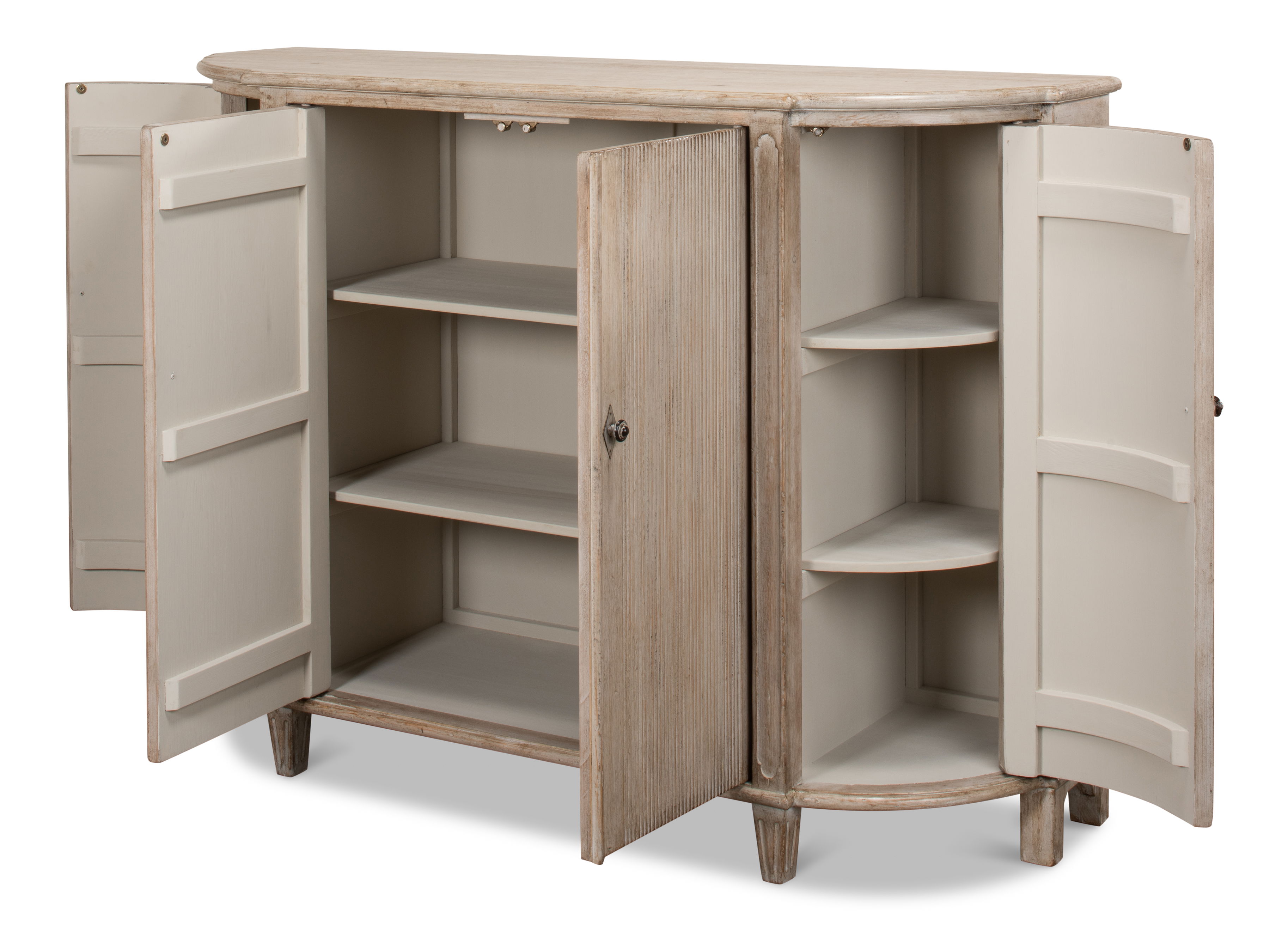 Brooks Demilune, Stone Grey, Cabinets & Sideboard by Sarreid, 63" length x 20" width x 45" height View 8