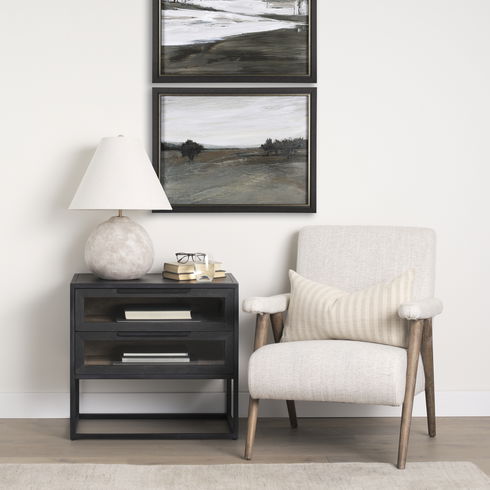 Sloan Black Wood with Black Metal Frame Side Table