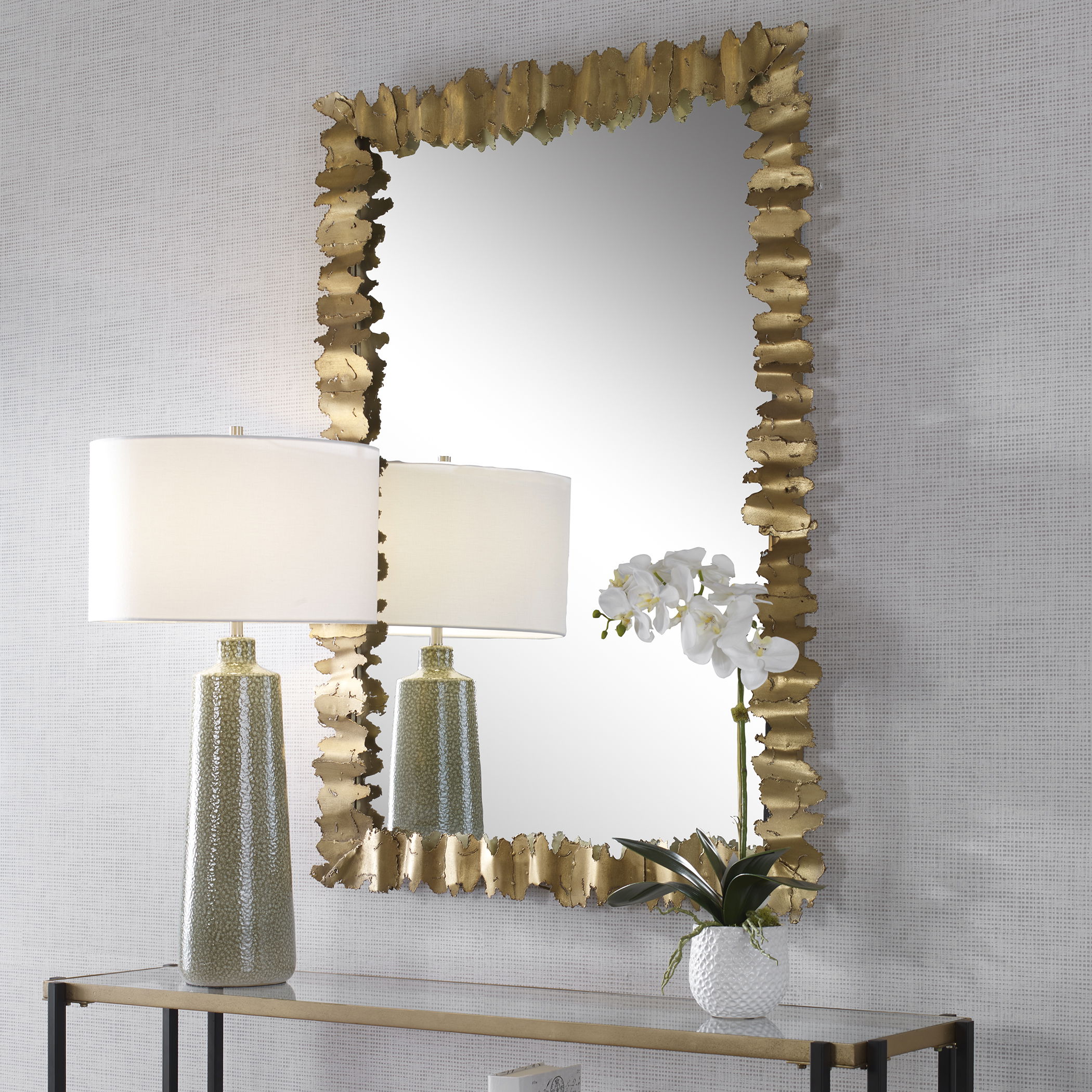 Lev Antique Gold Mirror, by Uttermost, 34" width x 48.5" height x 2" depth View 2