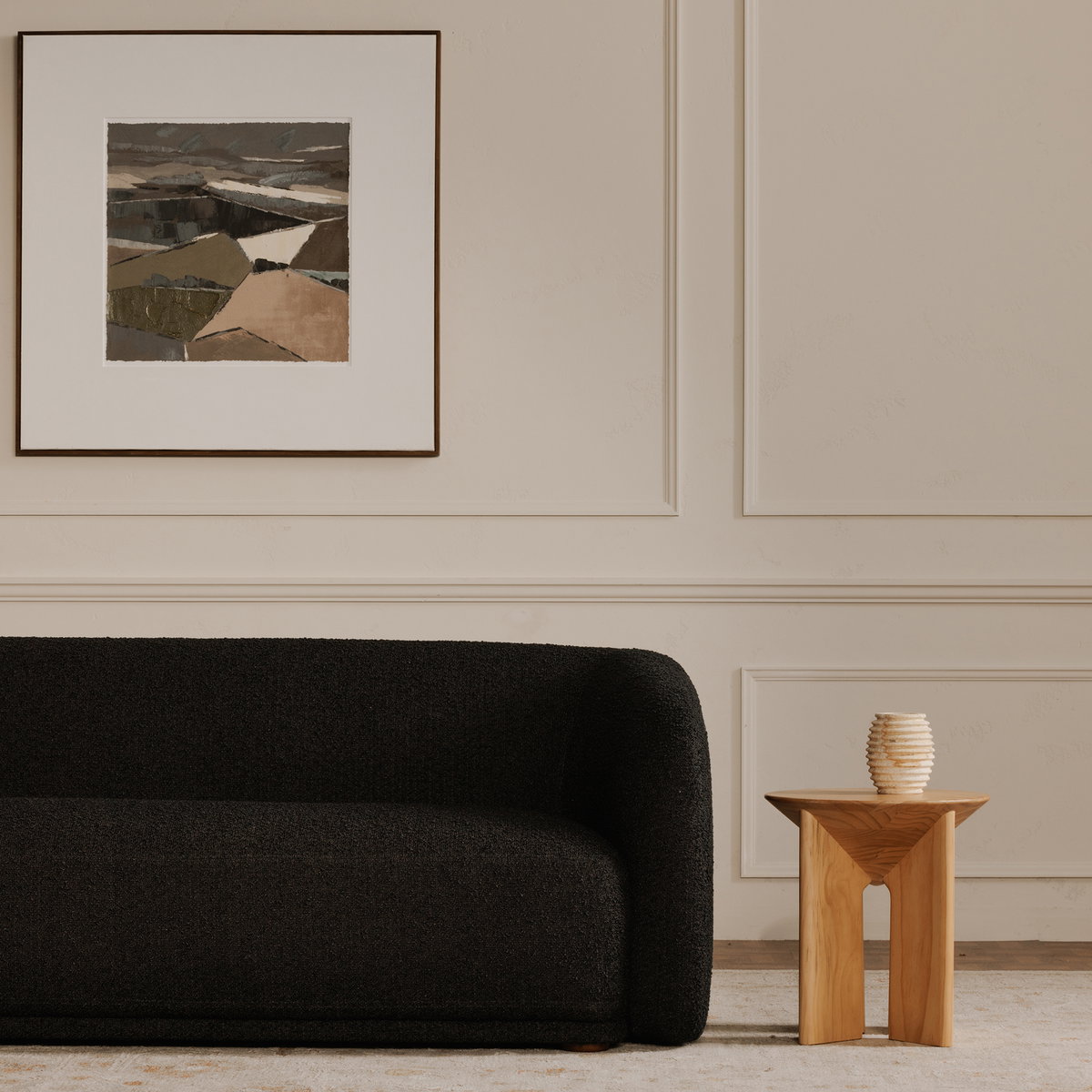 Faye Sofa Black Boucle, Sofas & Sectional by Moe's Home, 92" width x 29" height x 35" depth View 6