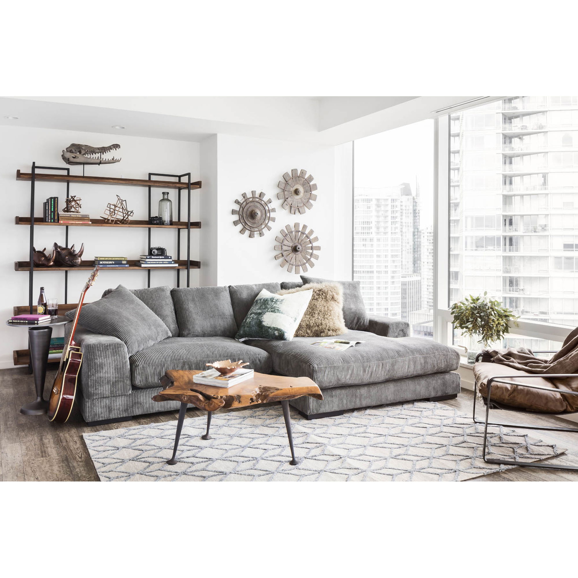 Plunge Sectional Charcoal, Sectional Sofa by Moe's Home, 106" width x 34" height x 46" depth View 8