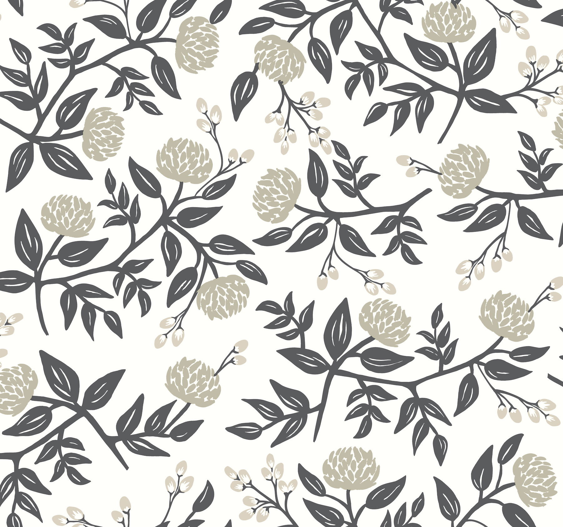 Peonies White & Black Wallpaper large image 