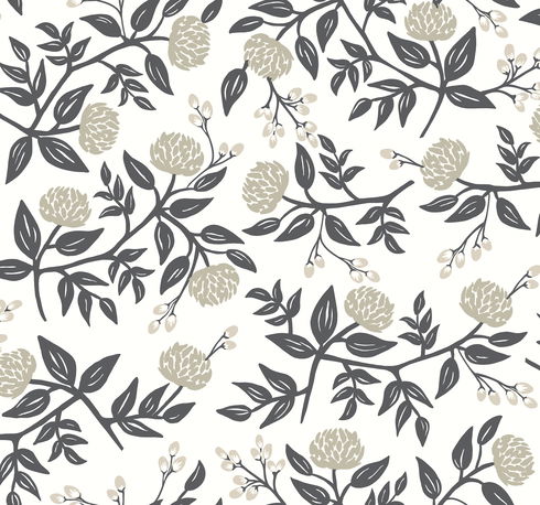 Peonies White & Black Wallpaper