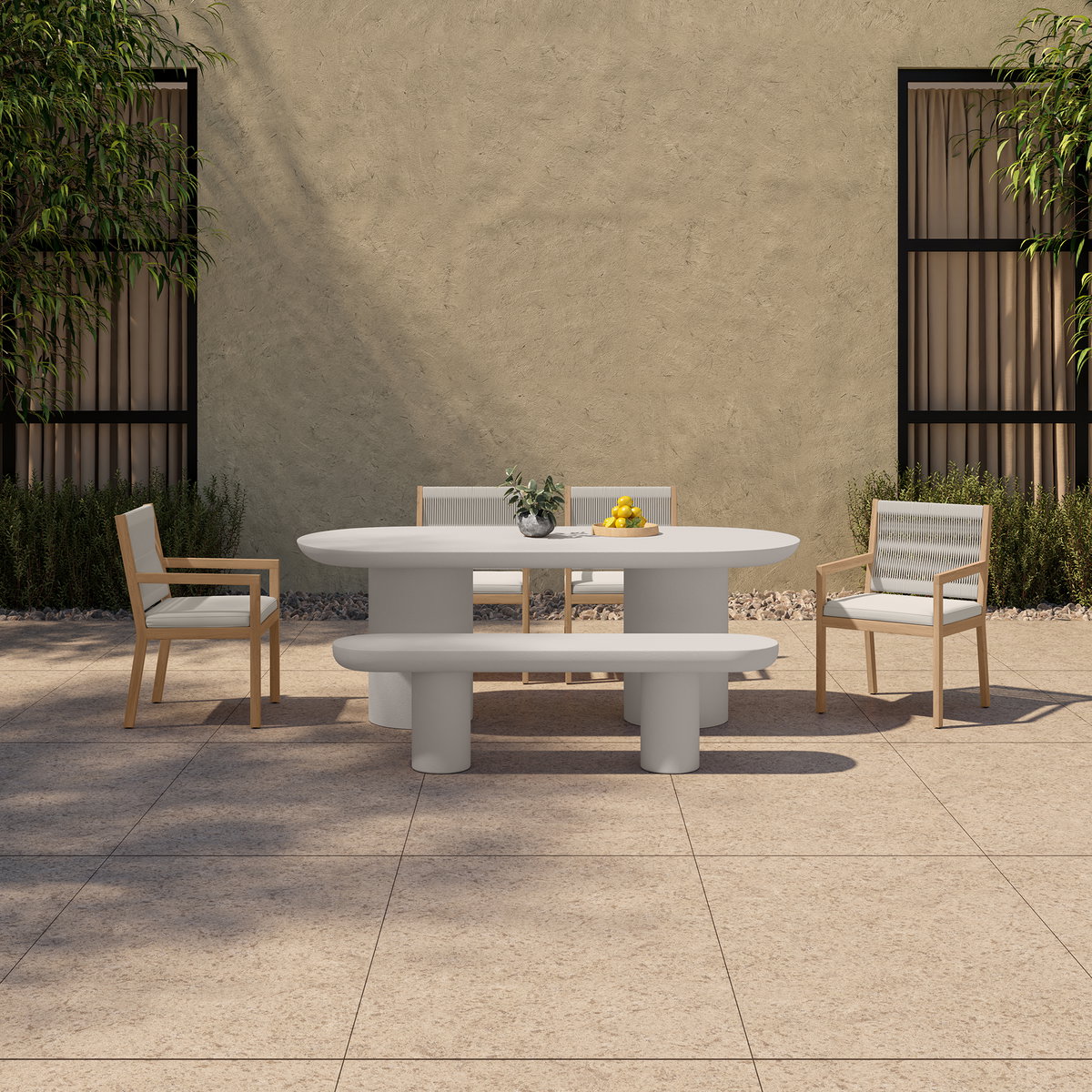 Rocca Dining Table Cream, by Moe's Home, 82.68" width x 30.12" height x 39.37" depth View 7
