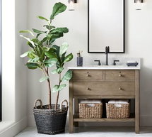Online Designer Bedroom Faux Potted Fiddle Leaf Fig Tree, Medium, 7'