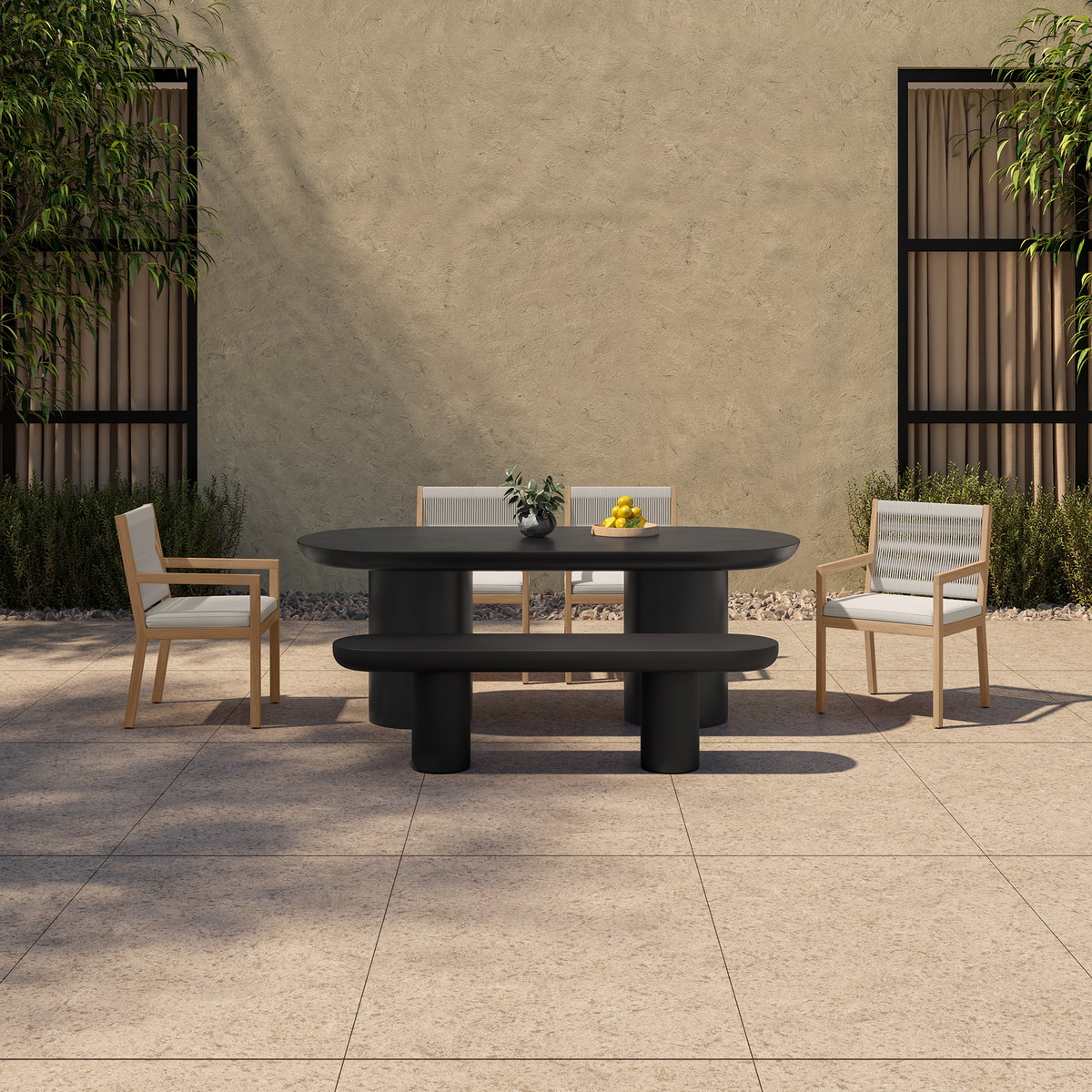 Rocca Bench Black, Benche by Moe's Home, 68" width x 18.5" height x 15.75" depth View 7