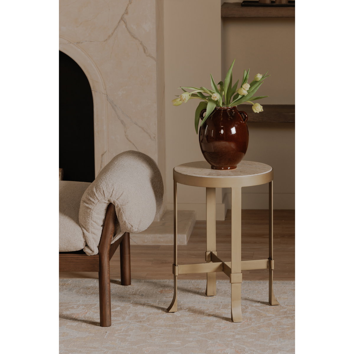 Holli Side Table Travertine, Side & End Table by Moe's Home, 16" width x 23" height x 16" depth View 7