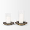 Vivian Gold Metal and Glass Hurricane Candle Holder (Set of 2) thumbnail 2