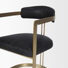 Hollyfield Curved Back Dining Side Chair | Black Leather with Gold Iron, Dining Chair by Mercana, 20.5" length x 21.5" width x 29.5" height thumbnail 11