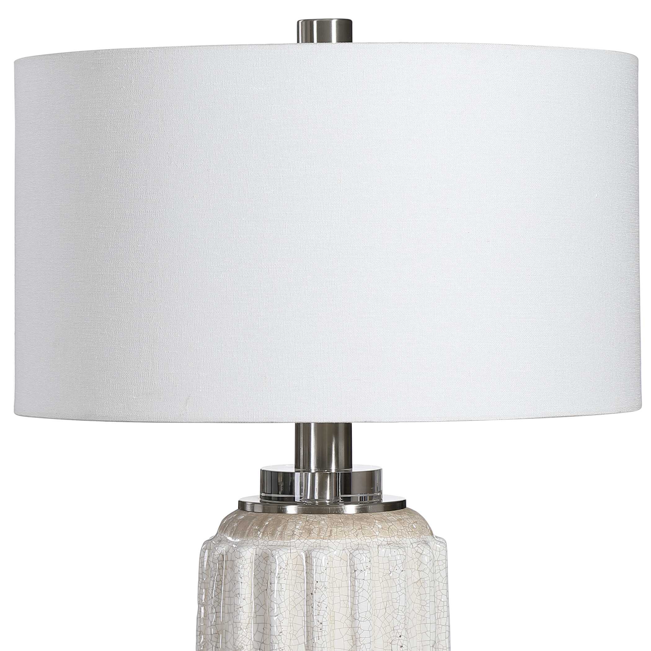 Azariah White Crackle Table Lamp, by Uttermost, 17" width x 29" height x 17" depth View 7
