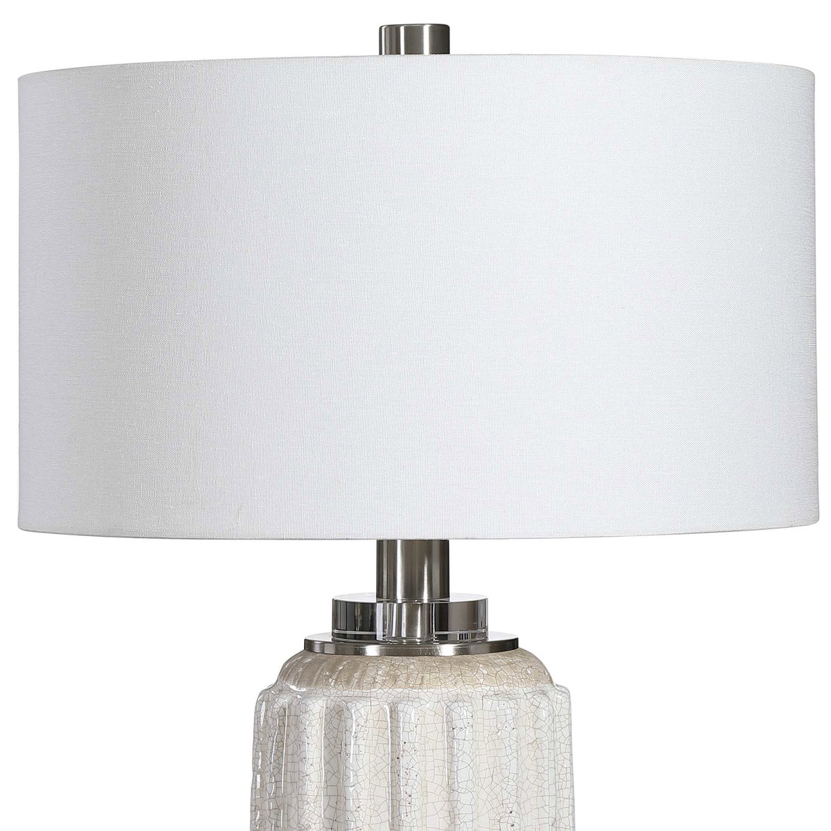 Azariah White Crackle Table Lamp, by Uttermost, 17" width x 29" height x 17" depth View 7
