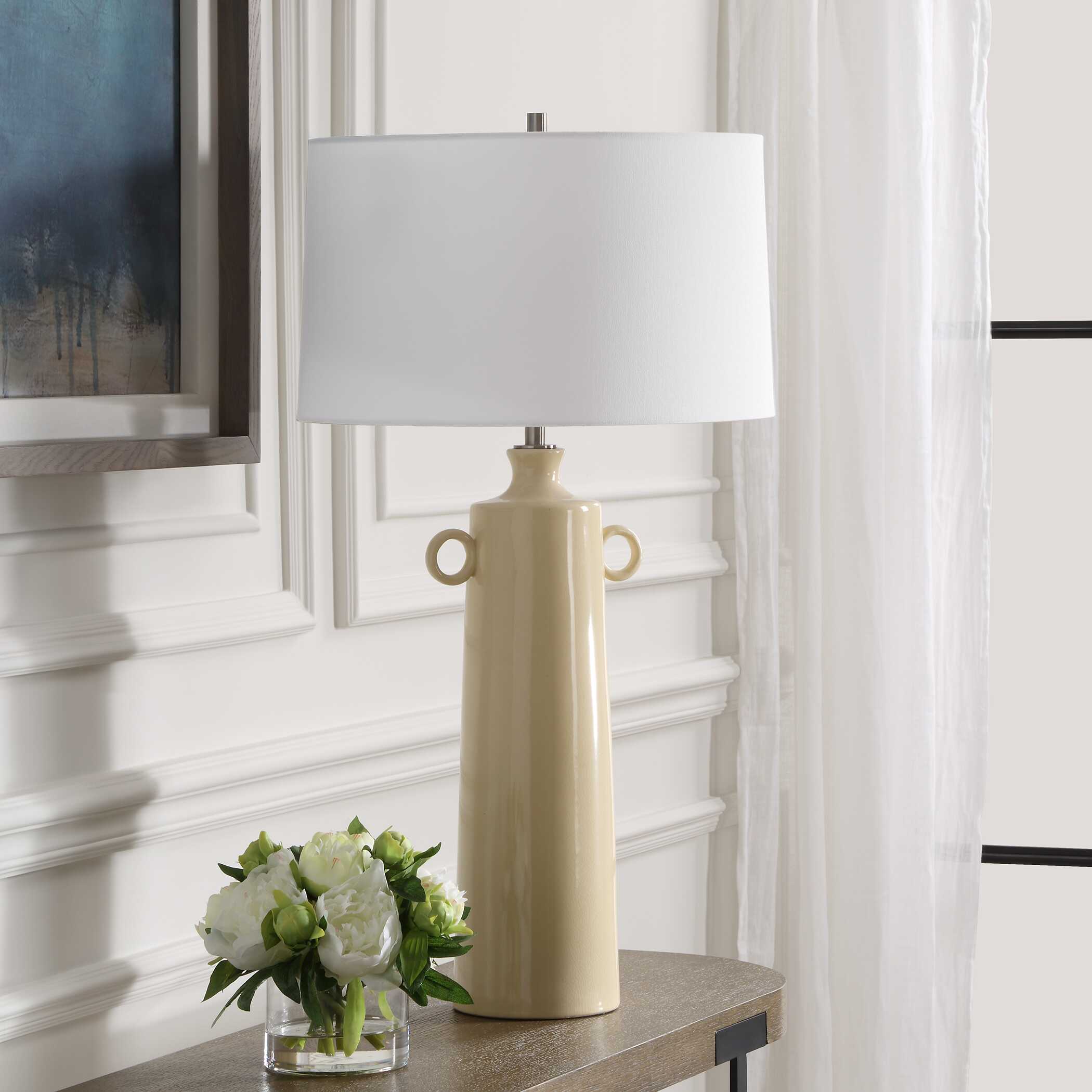 Florero Pale Yellow Table Lamp, by Uttermost, 17" width x 32" height x 17" depth View 4