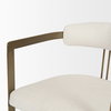 Hollyfield Curved Back Dining Arm Chair | Cream Fabric with Gold Iron, Dining Chair by Mercana, 20.47" length x 21.26" width x 29.53" height thumbnail 12