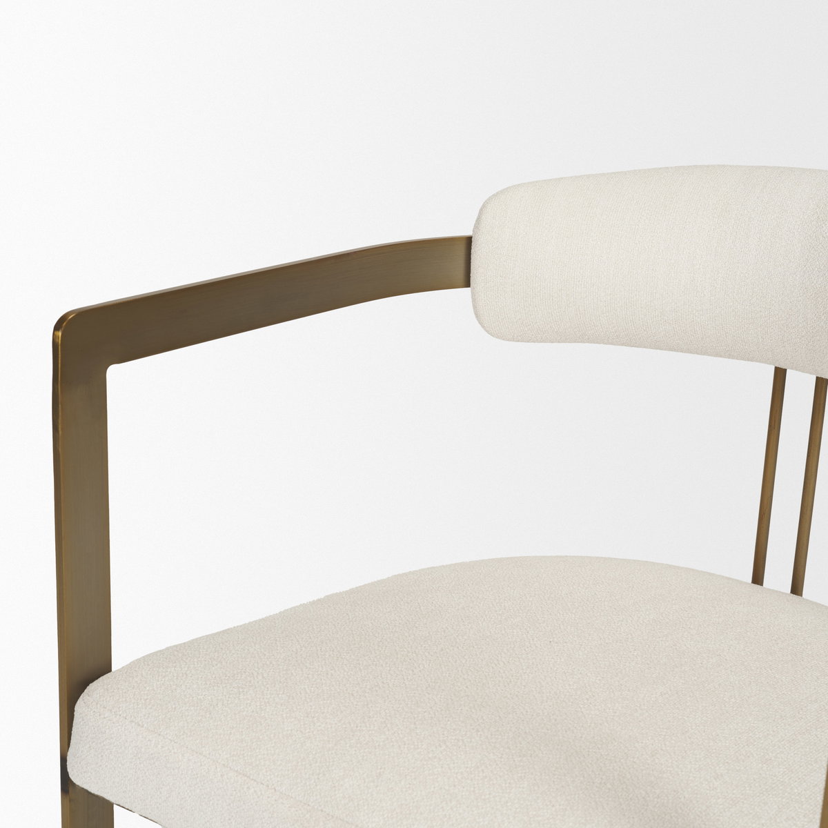 Hollyfield II Cream Fabric Seat with Gold Iron Frame Dining Chair, by Mercana, 20.47" length x 21.26" width x 29.53" height View 12