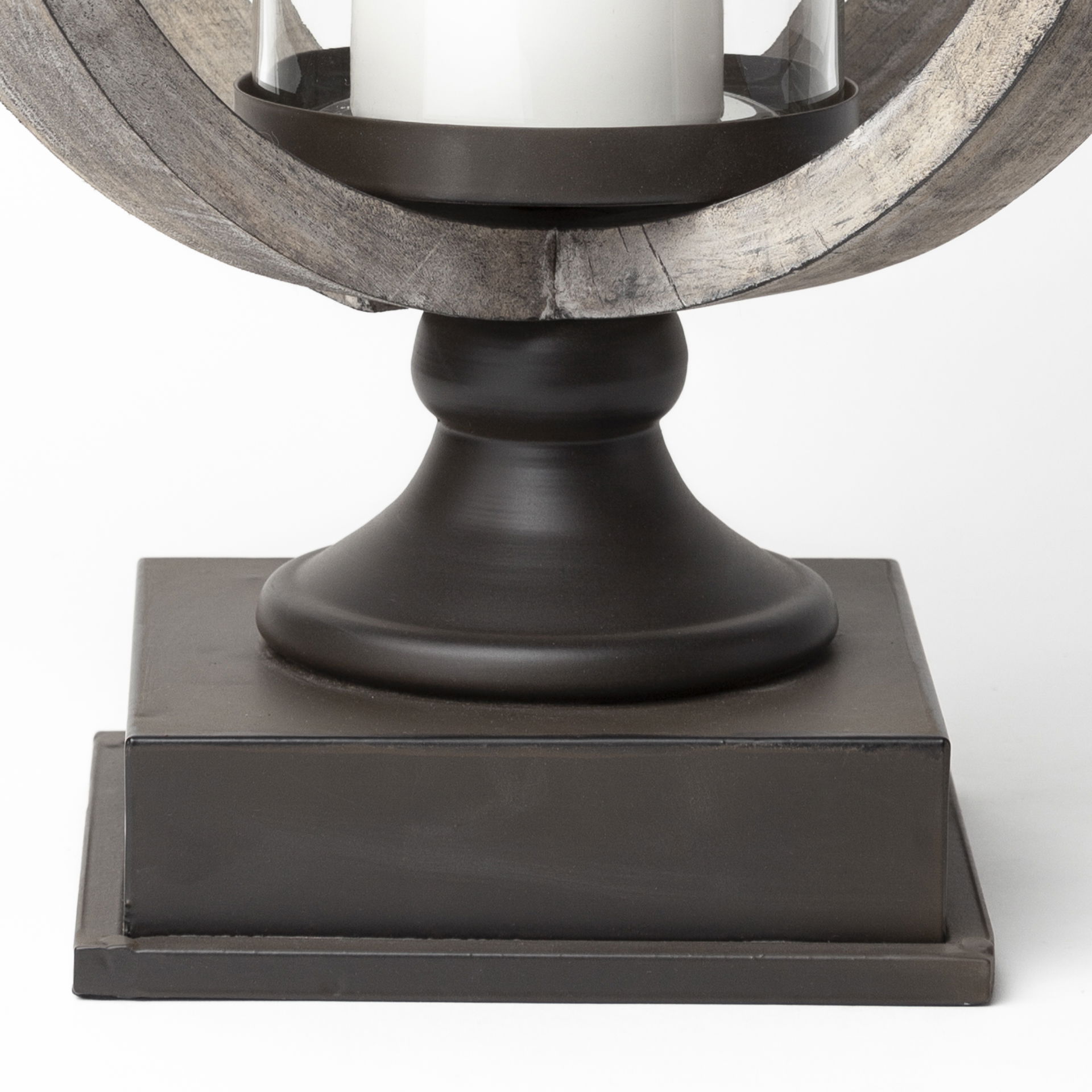 Brillion Large Rustic Wood Metal Table Candle Holder large image 