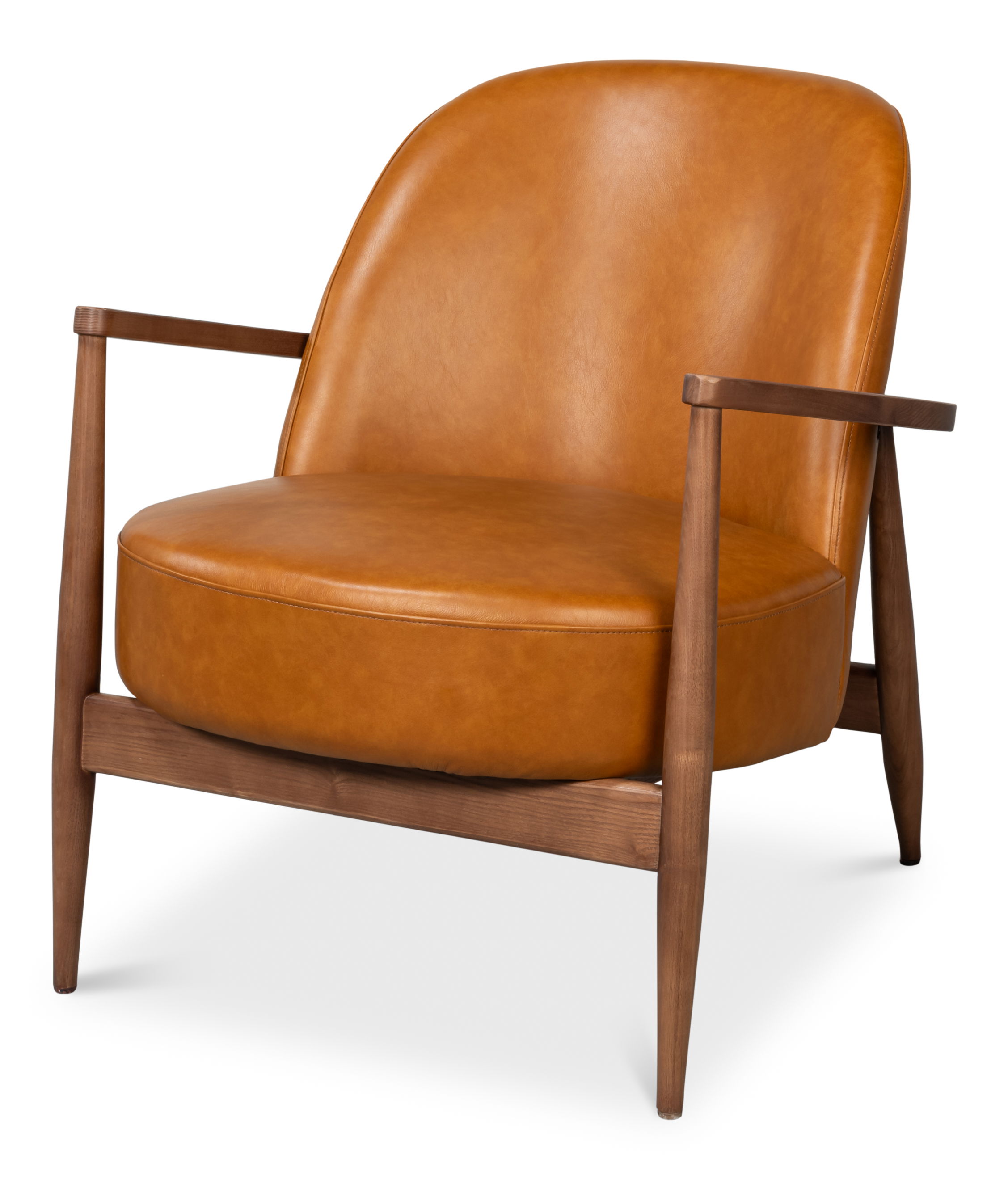 Pindar Armchair, Leather, New Tan, Seating by Sarreid, 30" length x 31" width x 30" height View 1