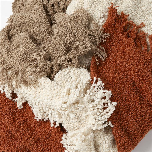 Textured Boucle ThrowNatural, by Global Views, 5'10" length x 5' width View 4