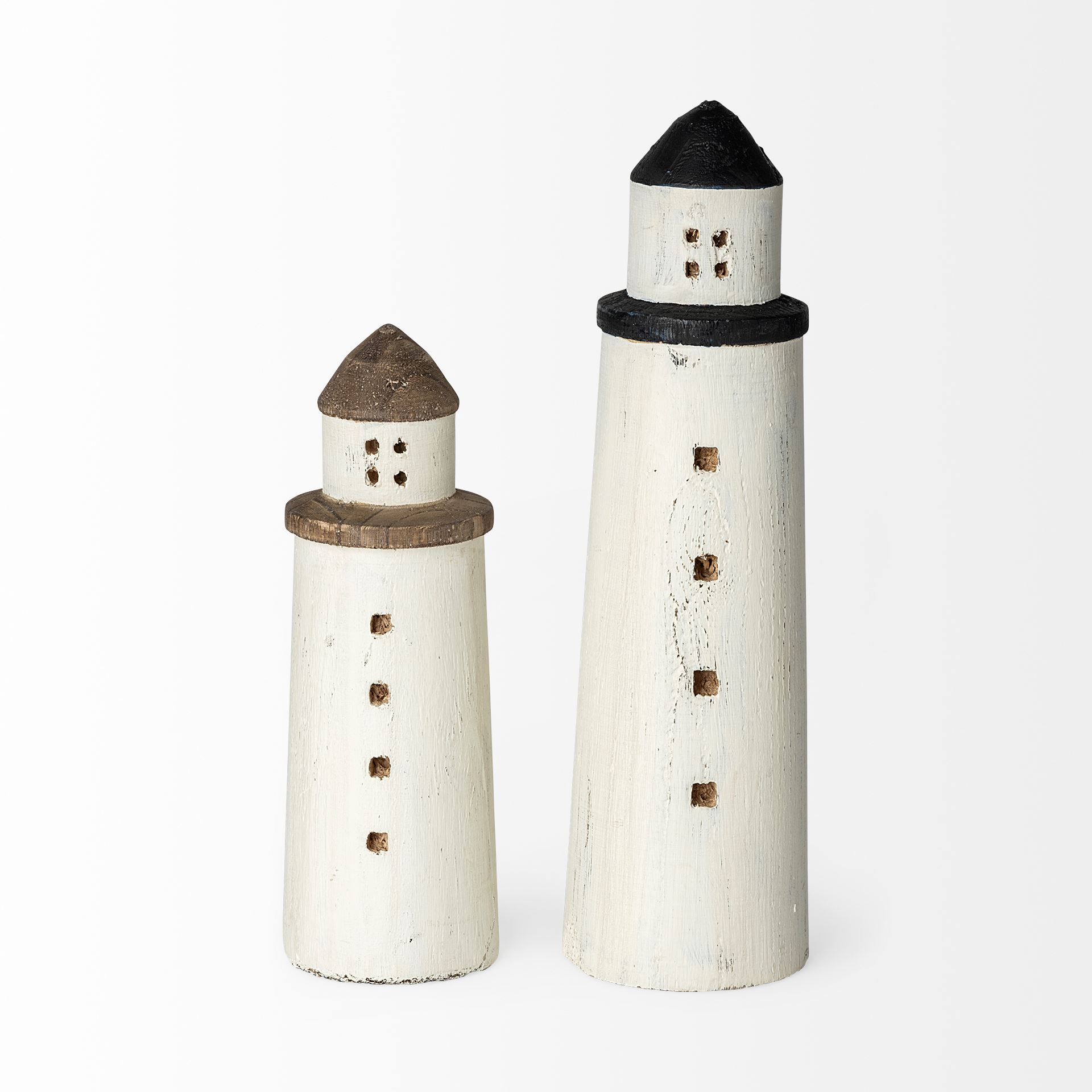 Abner (Large) 4L x 4W White Wooden Coastal Lighthouse, Decorative Object by Mercana, 3.86" length x 3.86" width x 13.39" height View 5
