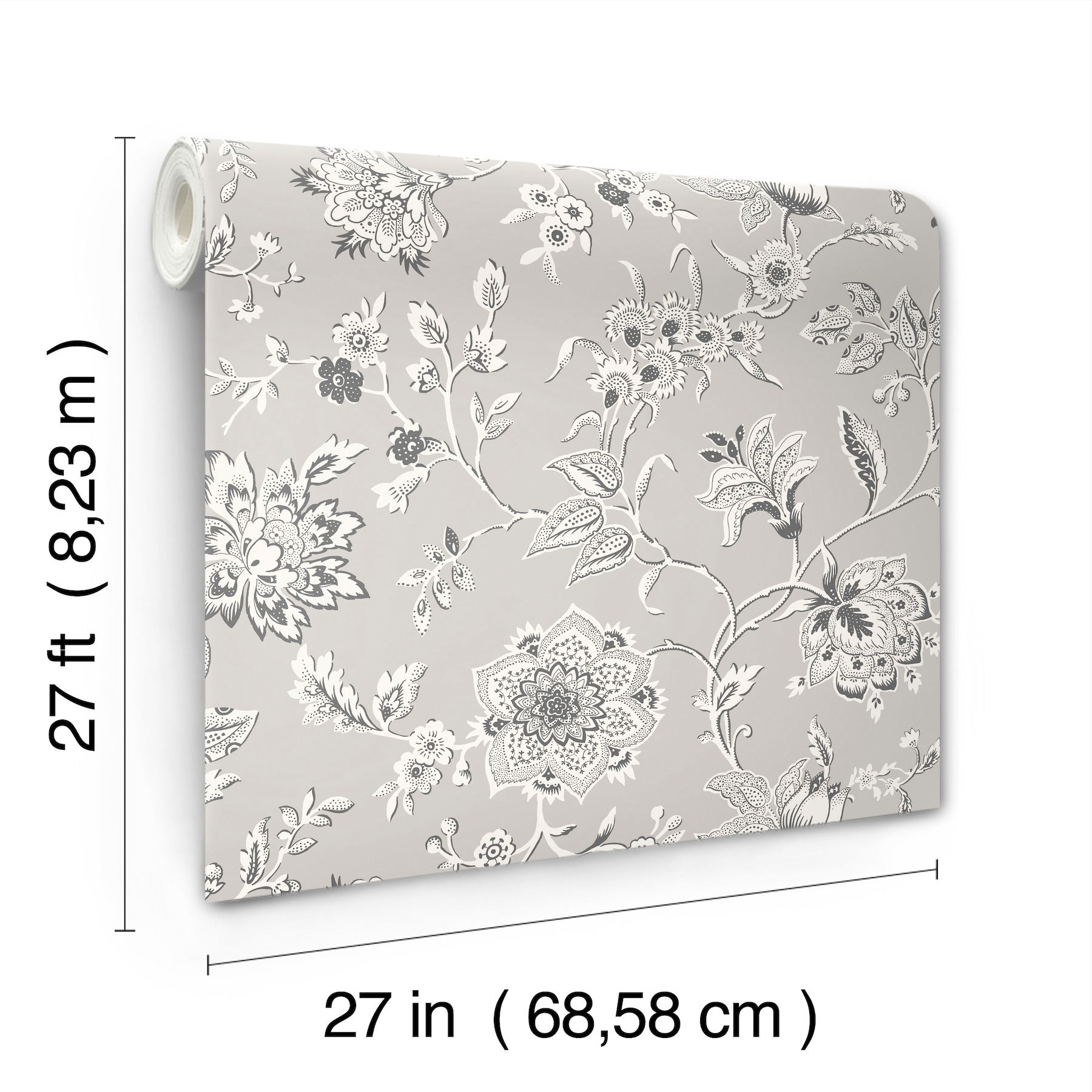 Sutton Grey Wallpaper, by York Wall, 27' length x 2'3" width x 0.02" depth View 8