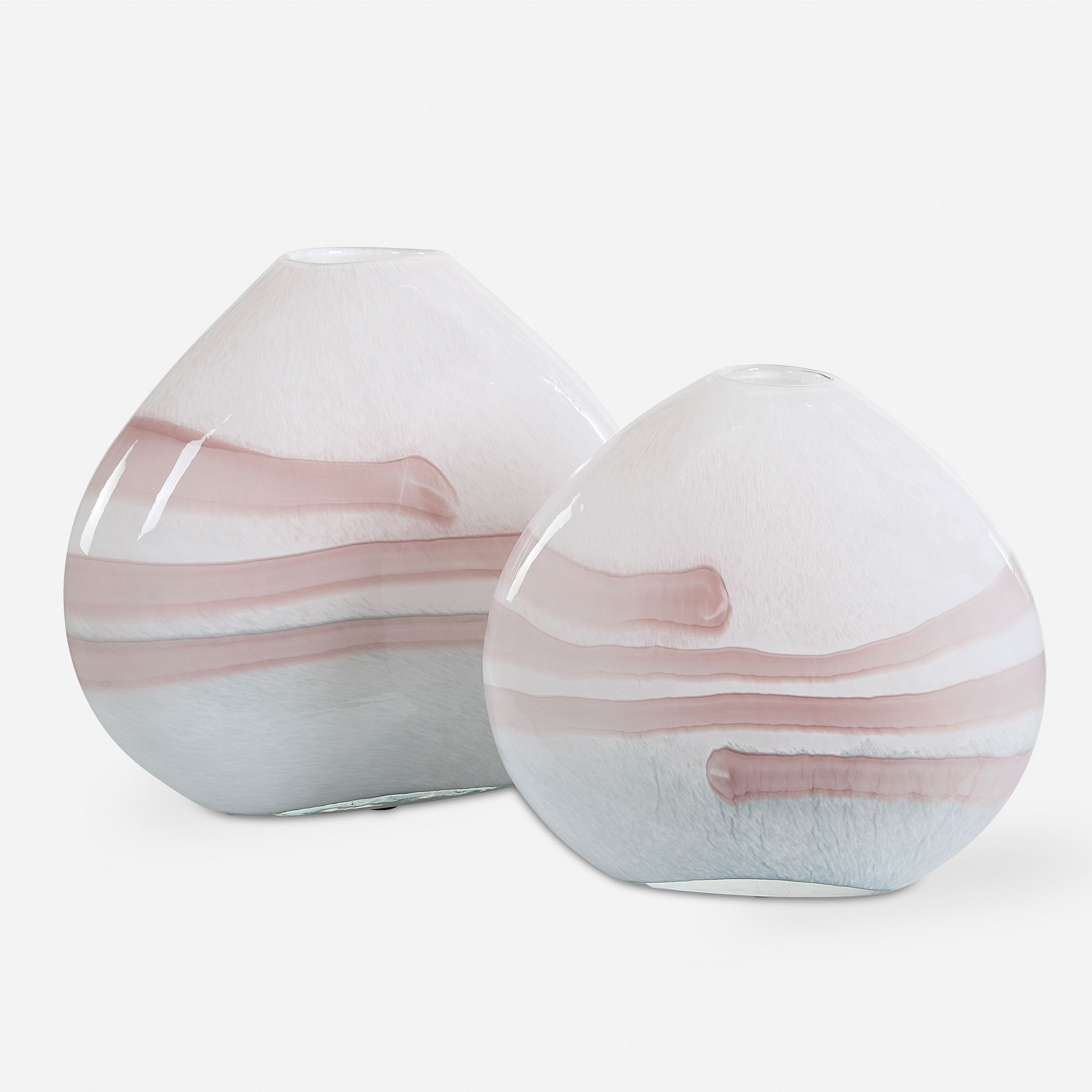 Blush Swirl Glass Vases, S/2 large image 