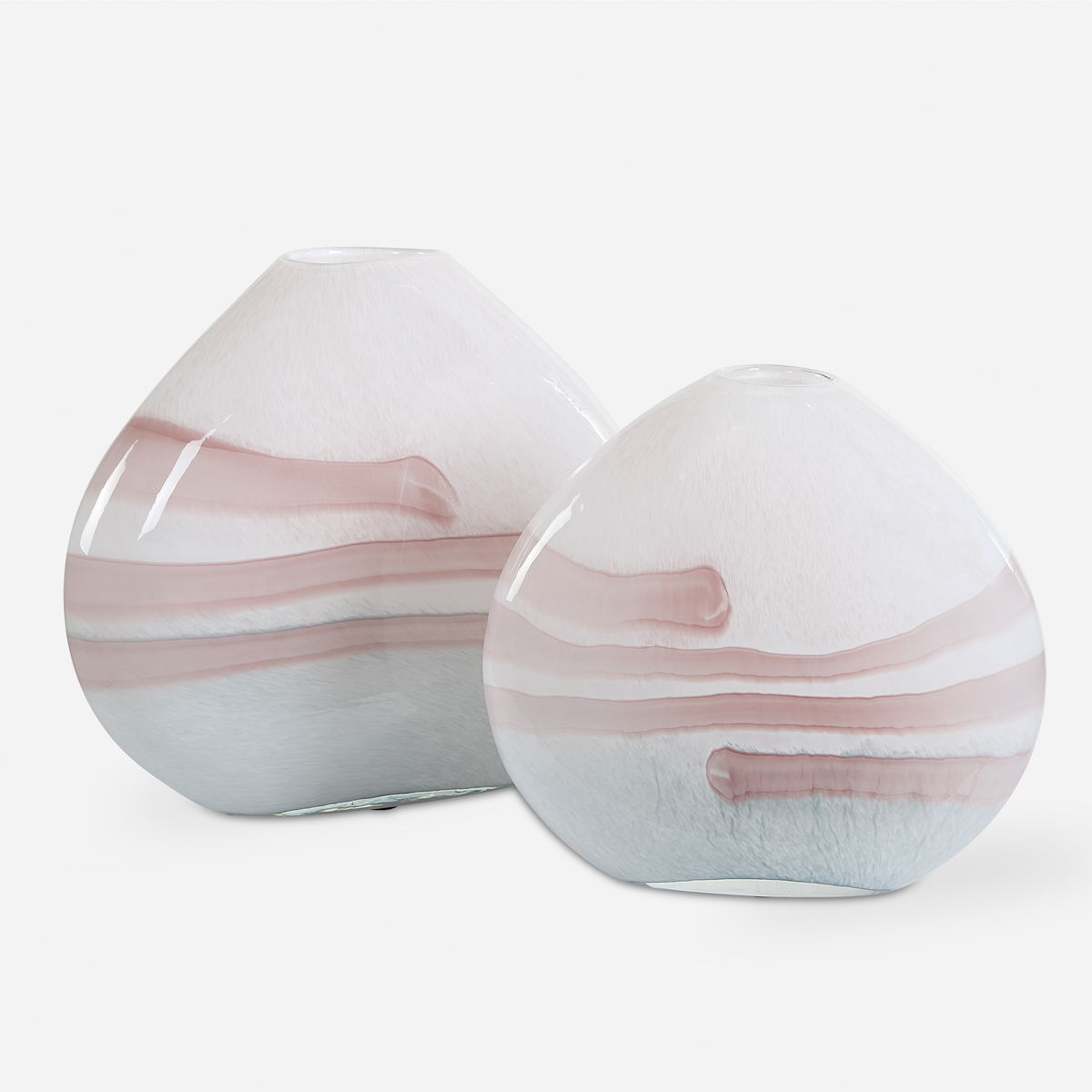 Blush Swirl Glass Vases Set/2, by Uttermost, 11.75" width x 10.5" height x 4.25" depth View 1