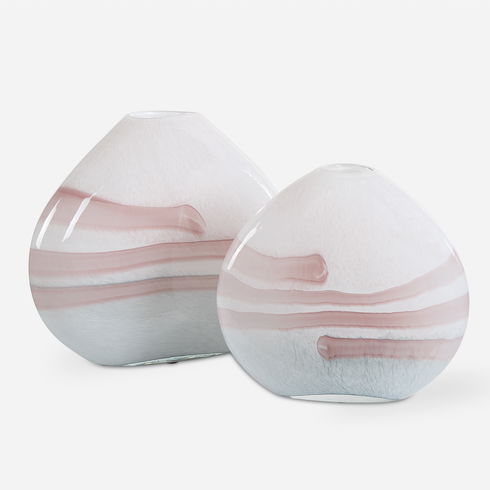 Blush Swirl Glass Vases Set/2